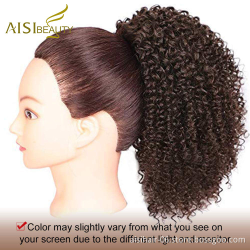 Aisi Beauty Wholesale Popular Brown 4# Afro Fluffy Puff Hairpiece Extension Messy Donut Curly Afro Kinky Afro Hair Bun